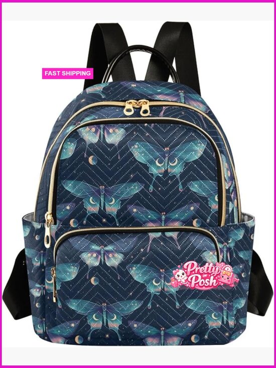 Dreamy Butterfly Moon Mini Backpack Purse Lightweight Travel Shoulder Bag